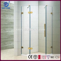 Frameless Alcove Swing Glass Shower Screher, Golden Chrome Hardware (KD3301)